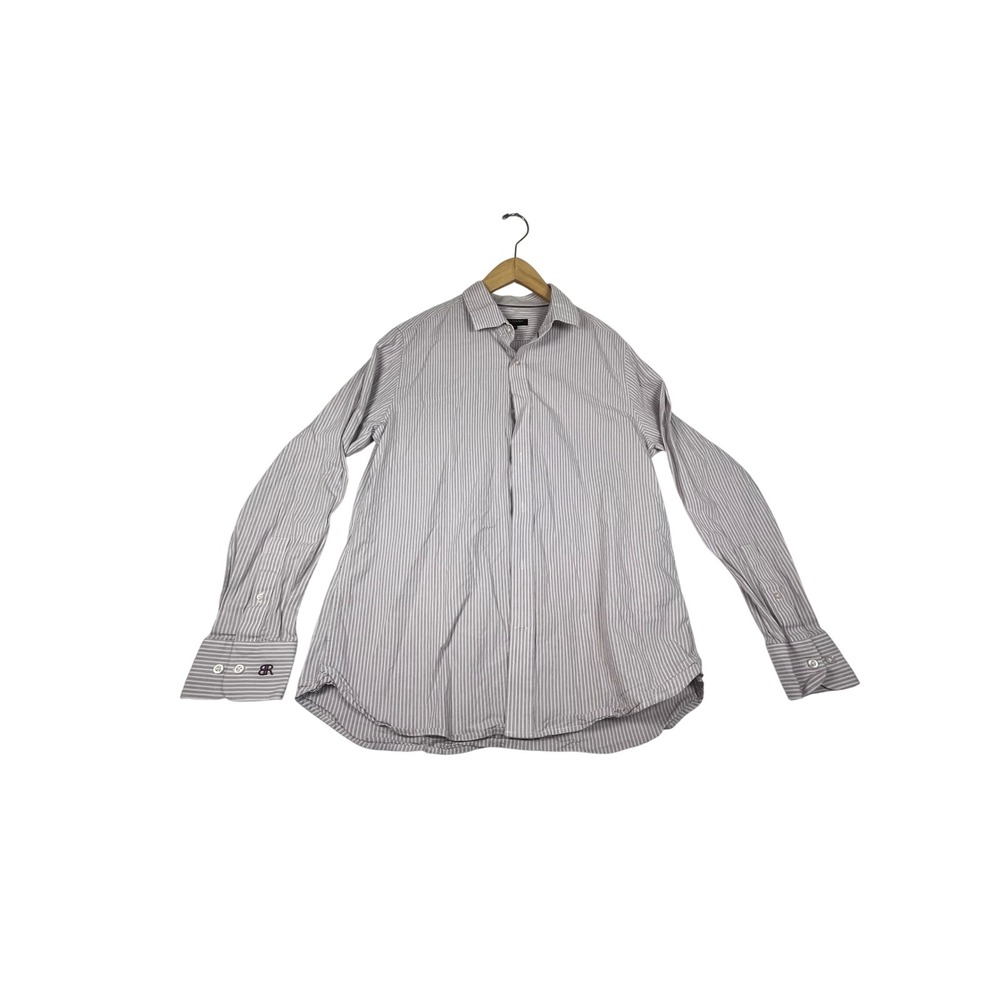 Banana Republic Mens Slim Fit Purple White Striped Button Down Shirt Large L